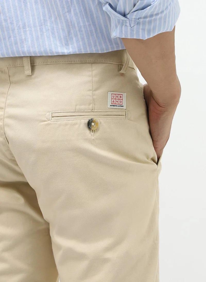 Urbano Fashion  Urbano Fashion Men's Cream Cotton Slim Fit Casual Chinos Trousers Stretch for Men | Best Price UAE